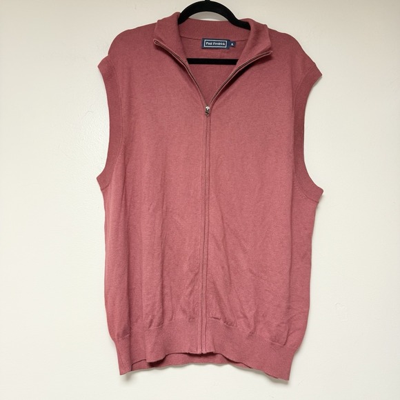 Paul Fredrick Other - Paul Fredrick Mens Zip Neck Sweater Vest Red XL Sleeveless Knit Casual‎